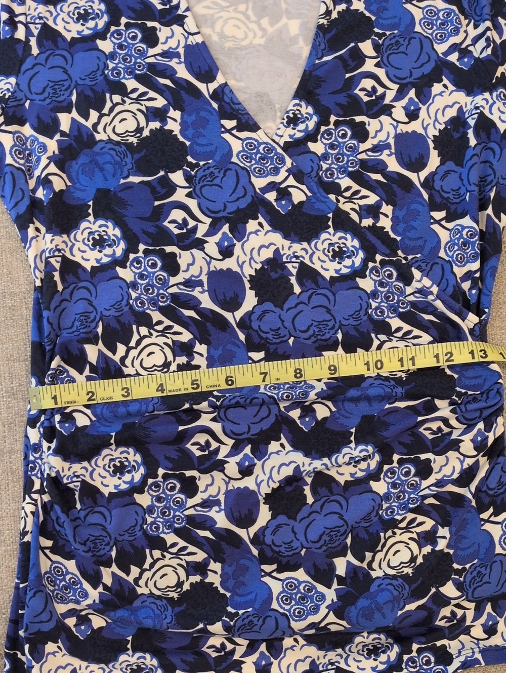 Boden Blue Floral V-Neck Short Sleeve Top W8(EU12) - Picture 10 of 11